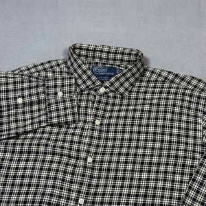 Polo Ralph Lauren Estate Sport Plaid Shirt Mens XL Black Cotton Button Down